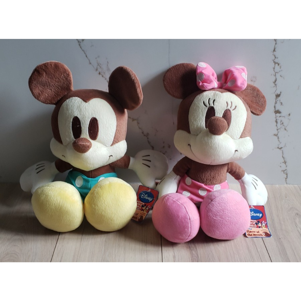 Disney Mickey Minnie Mouse Plush Set Kids 16 in Brown Chocolate SEGA Series‎ 1